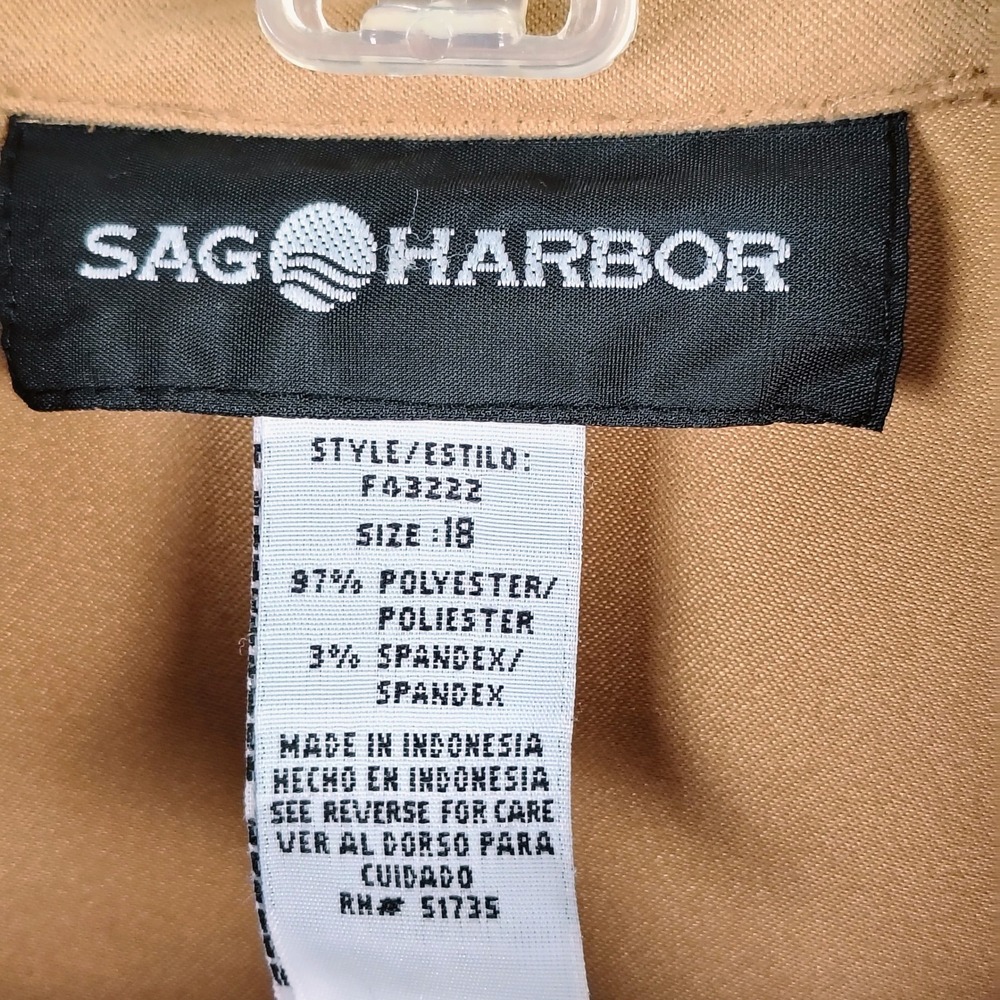 Sag Harbor Womens SZ 18 Faux Suede Button Down Shirt Camel Brown Minimalist - Picture 5 of 9
